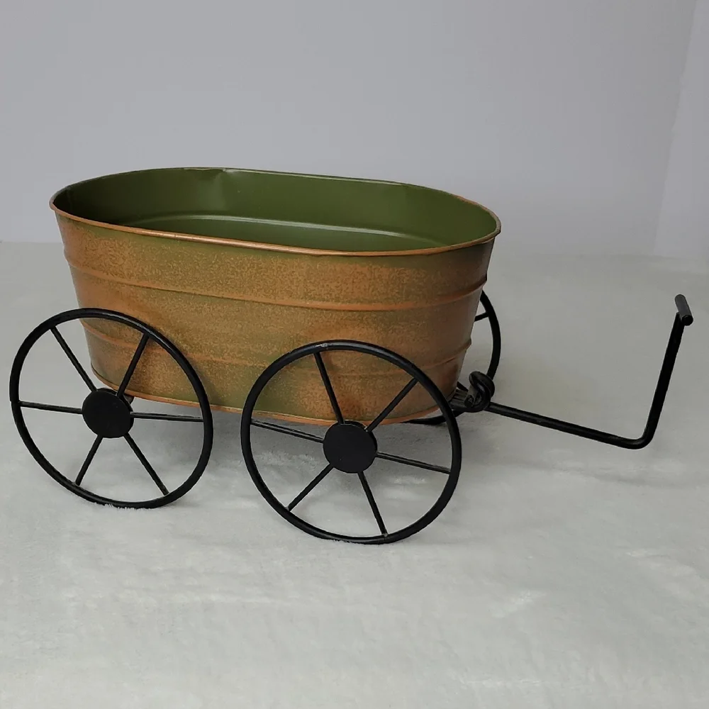 Metal Wagon Planter Decoration Centerpiece Home Decor